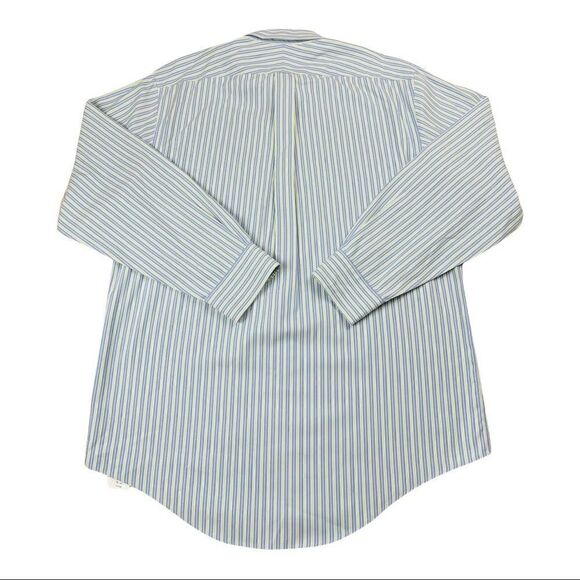 Land’s End‎ Shirt Mens Large L Blue Green Stripe Long Sleeve Button Down Collar - Picture 2 of 4